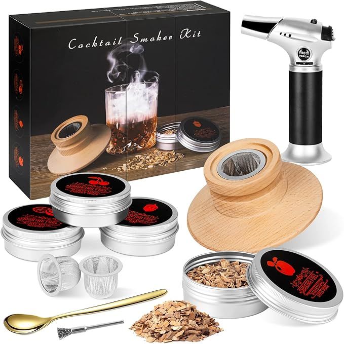 Cocktail Smoker Set, Cocktail Smoker Kit with Torch, Old Fashioned Whiskey Kit, Bourbon Smoker Ki... | Amazon (US)