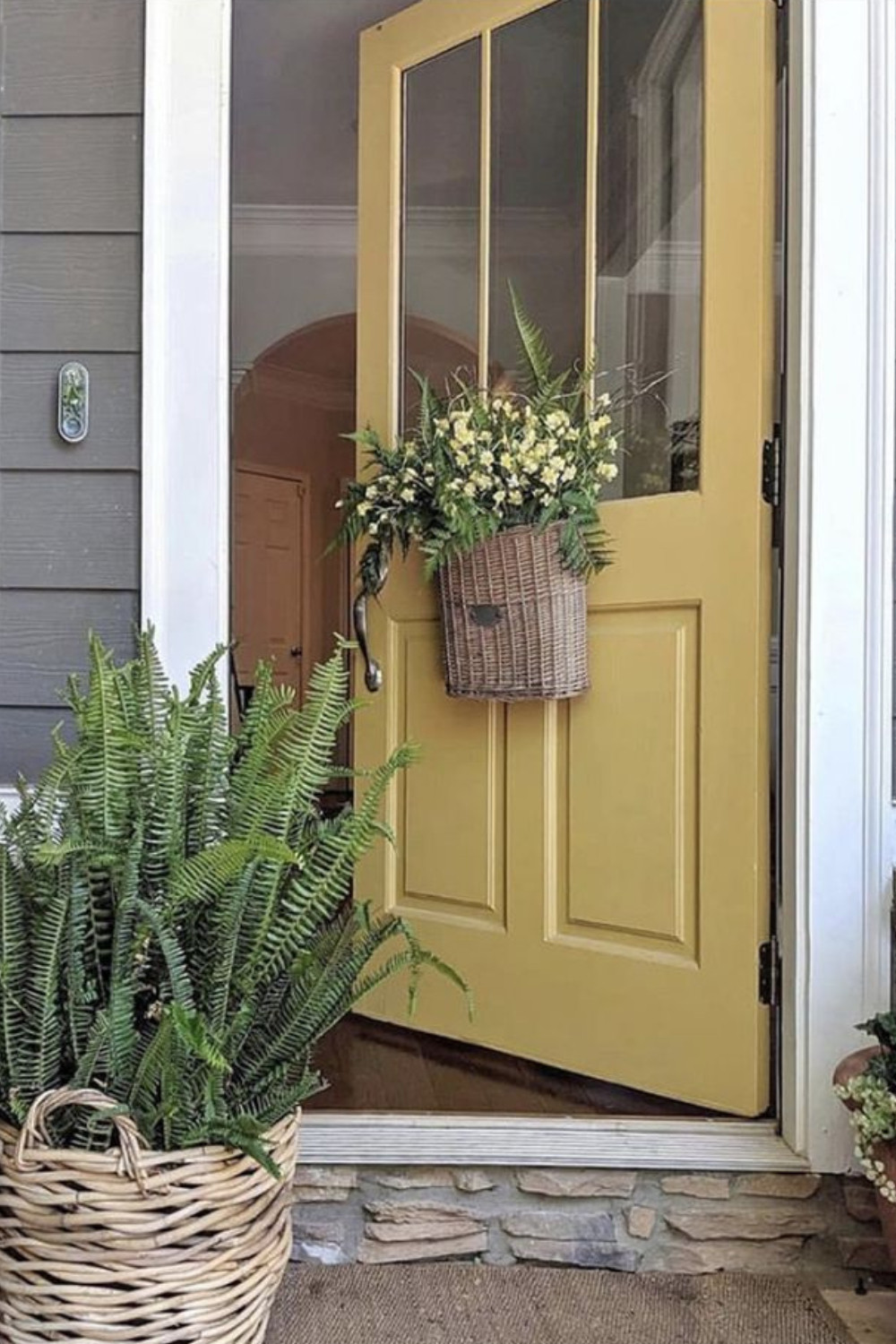 Want a bright and inviting front door ready for spring? This design will impress with "Heirloom Yellow" by Magnolia greeting you at the front door! P.S. Don't forget the plants... 

 #LTKSeasonal #LTKHome #LTKStyleTip