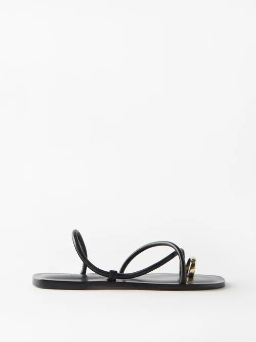 Emme Parsons - Laurie Metal Toe-ring & Leather Sandals - Womens - Black | Matches (US)