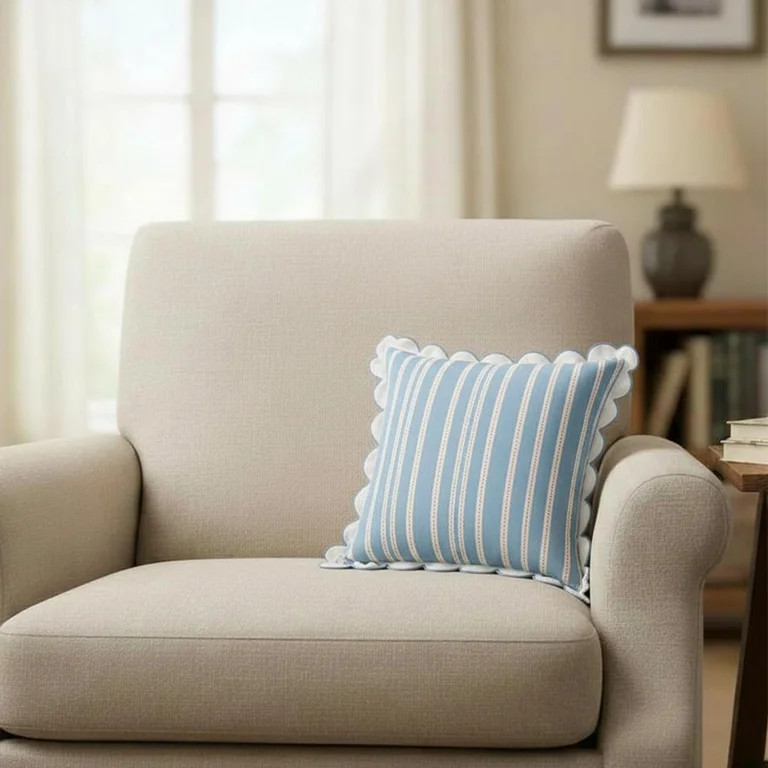 Striped Frill Decorative Pillow, Red/White/Blue, 14" x 14", Patriotic by Way To Celebrate | Walmart (US)