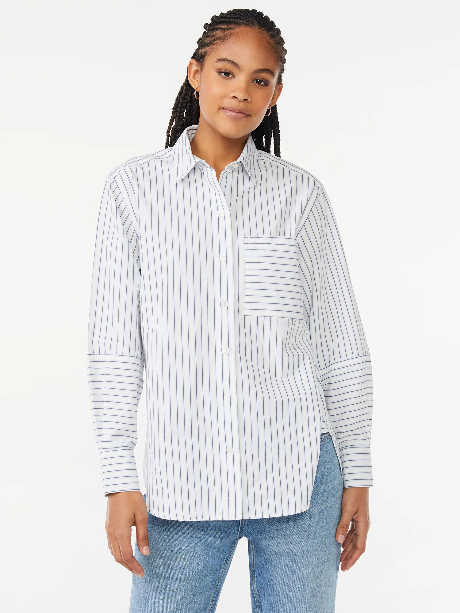Free Assembly Women's Boxy Button Down Tunic Top - Walmart.com | Walmart (US)