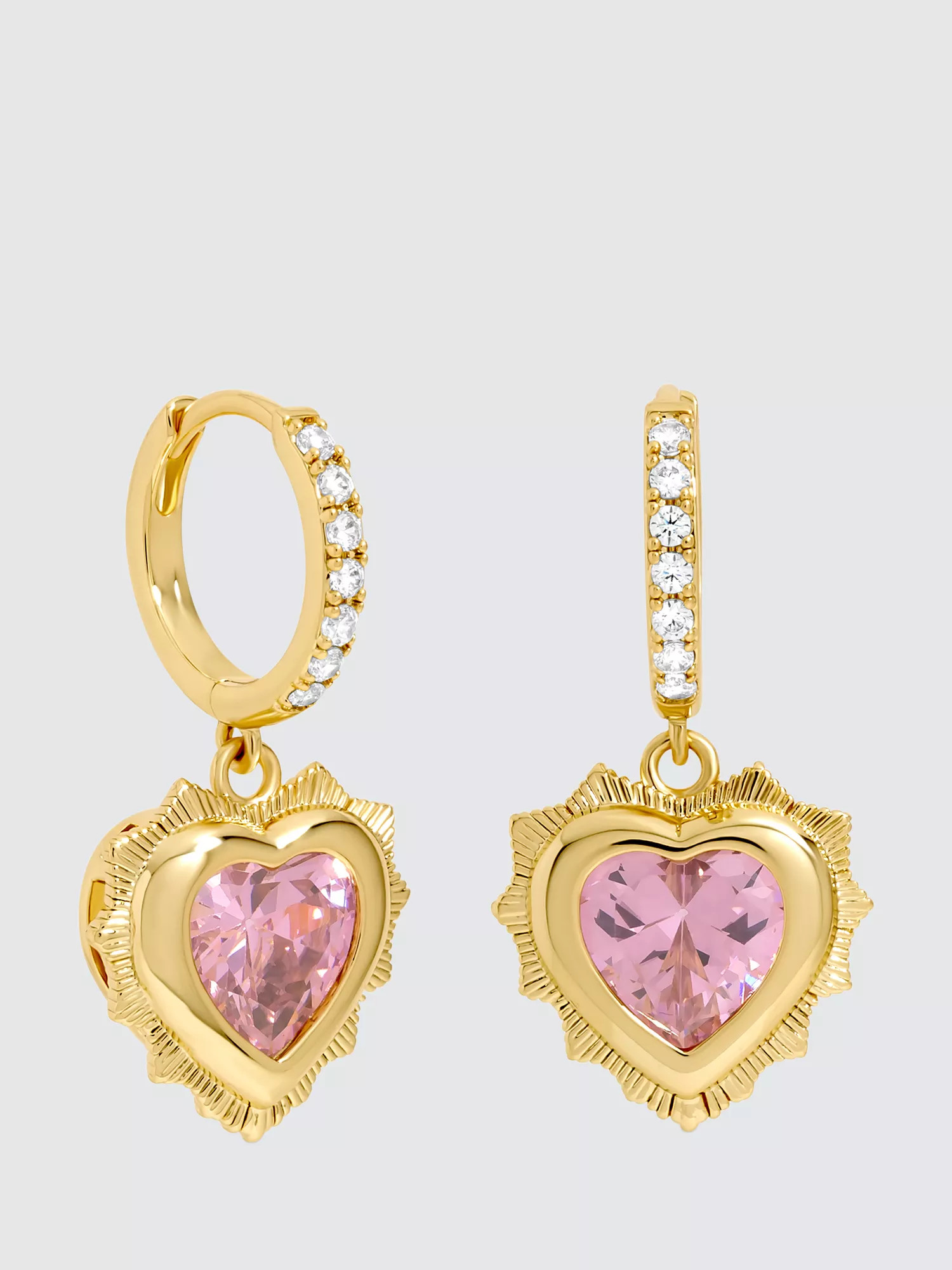 Jon Richard Birthstone Heart Huggie Earrings, October, Gold | John Lewis (UK)