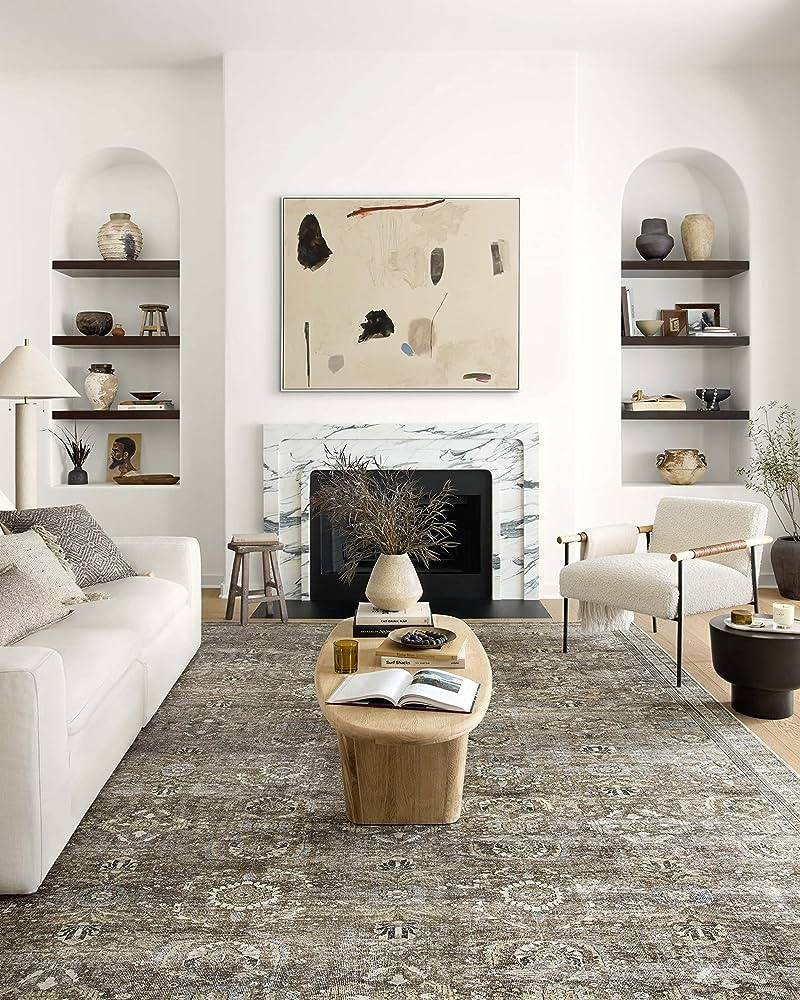 Loloi LAYLA Collection, LAY-13, Antique / Moss, 2'-6" x 12'-0", .13" Thick, Runner Rug, Soft, Dur... | Amazon (US)