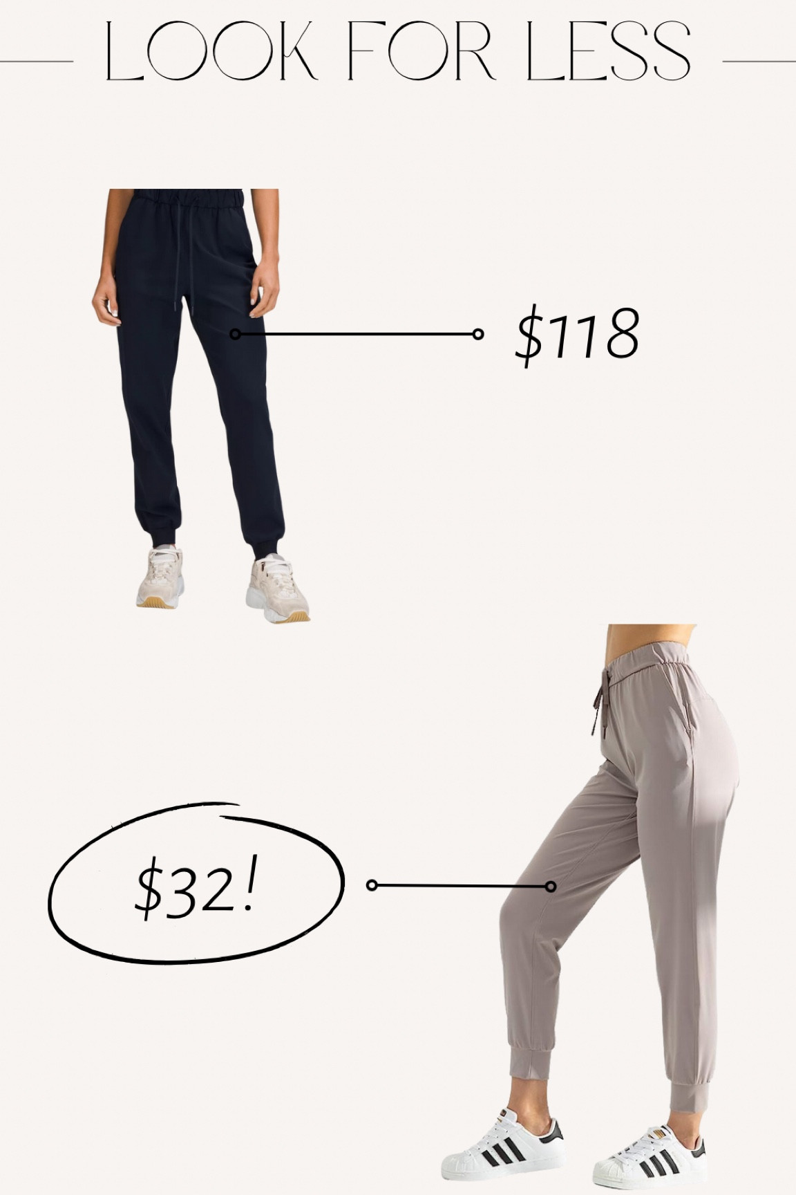 Look for less - Lululemon jogger dupes!

#LTKSeasonal #LTKfit #LTKFind