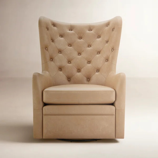 Waverly Upholstered Faux Leather Tufted Swivel Wingback Chair | Wayfair North America