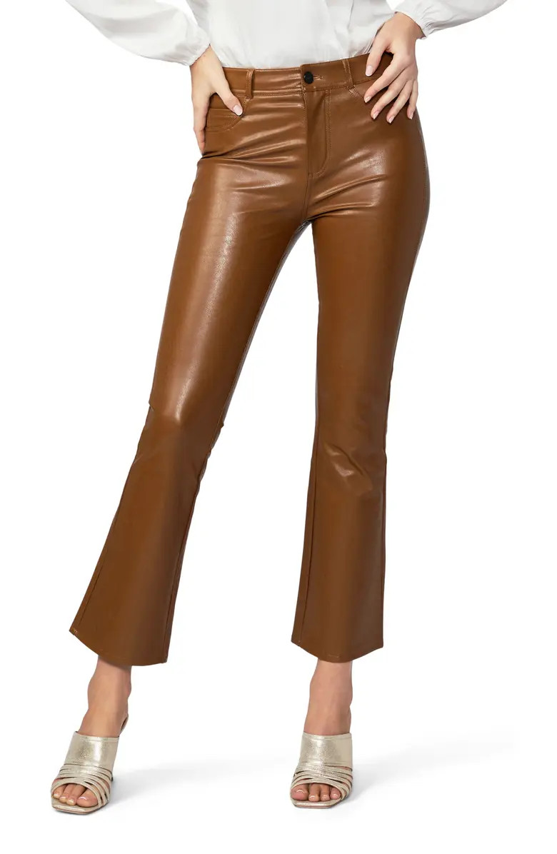 Claudine Faux Leather Flare Leg Ankle Pants | Nordstrom