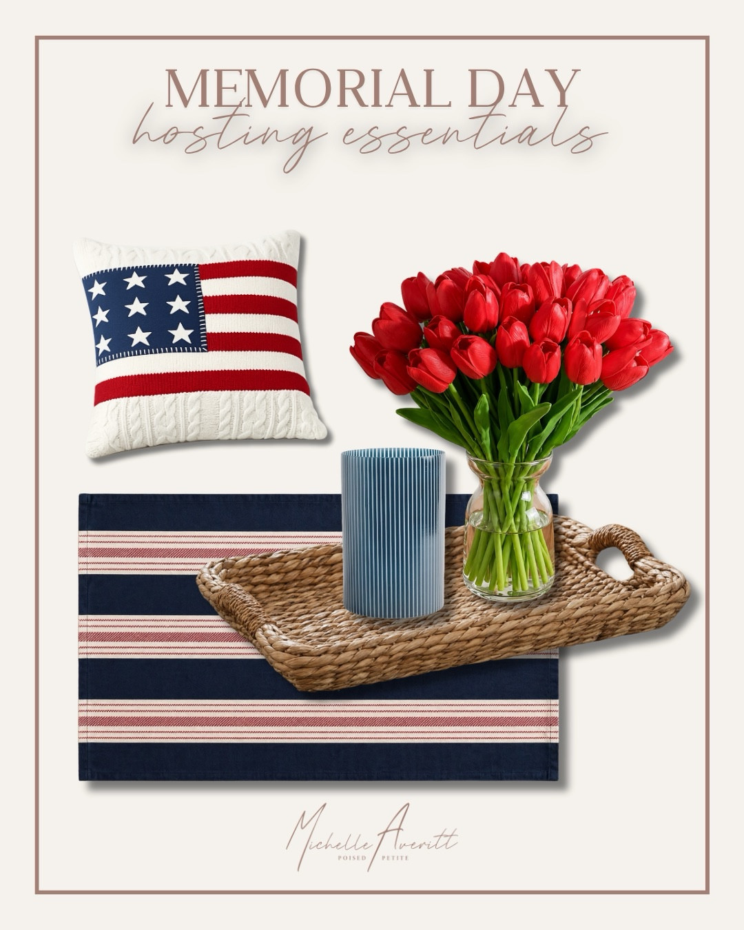 Hosting this Memorial Day? These are the perfect additions to your home take your party to the next level. 

A chic table runner or American flag pillow are the perfect nod to the holiday without over doing it. A blue candle holder and red flowers are the subtle adds red, white and blue that will make your party memorable!

Memorial Day decor, holiday finds, American style

#LTKSeasonal #LTKHome #LTKdayinmylife