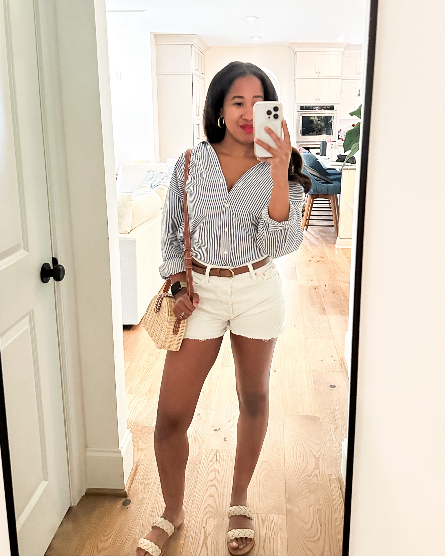 Another casual simple outfit. I feel like this is a staple. Shirt is oversized and XS. Shorts are 27. Shoes I sized up a size to an 8. 

#LTKsalealert #LTKunder50 #LTKstyletip