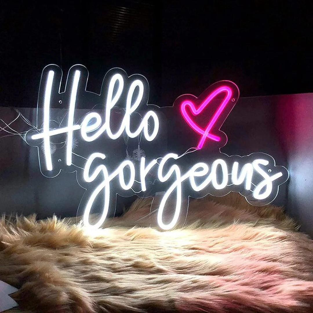 Hello Gorgeous Neon Sign Wall Art Decor | Wedding Neon Sign | Bridal Shower Neon | Party Neon Sig... | Etsy (US)