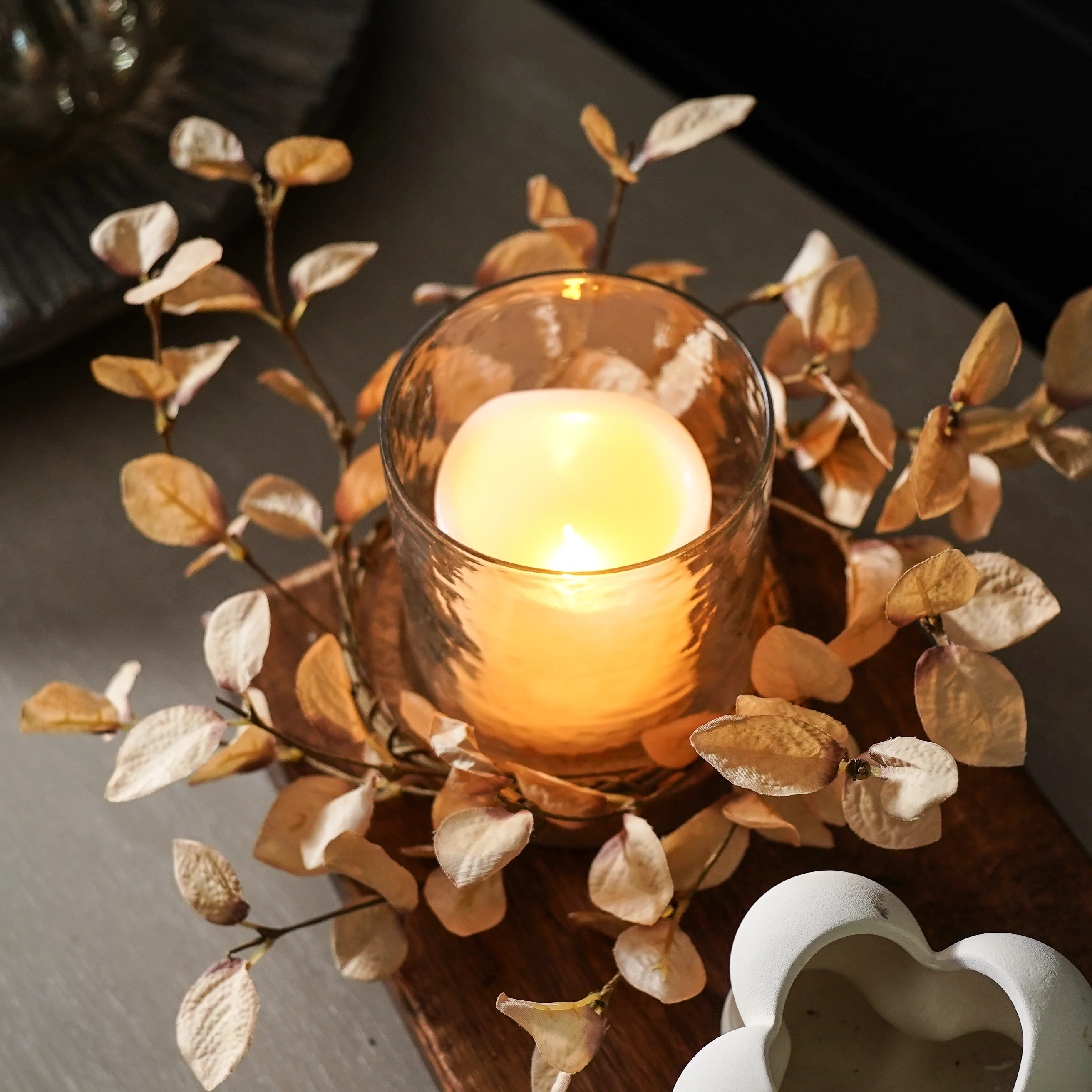Beige Eucalyptus Candle Ring | Small | MJHome
