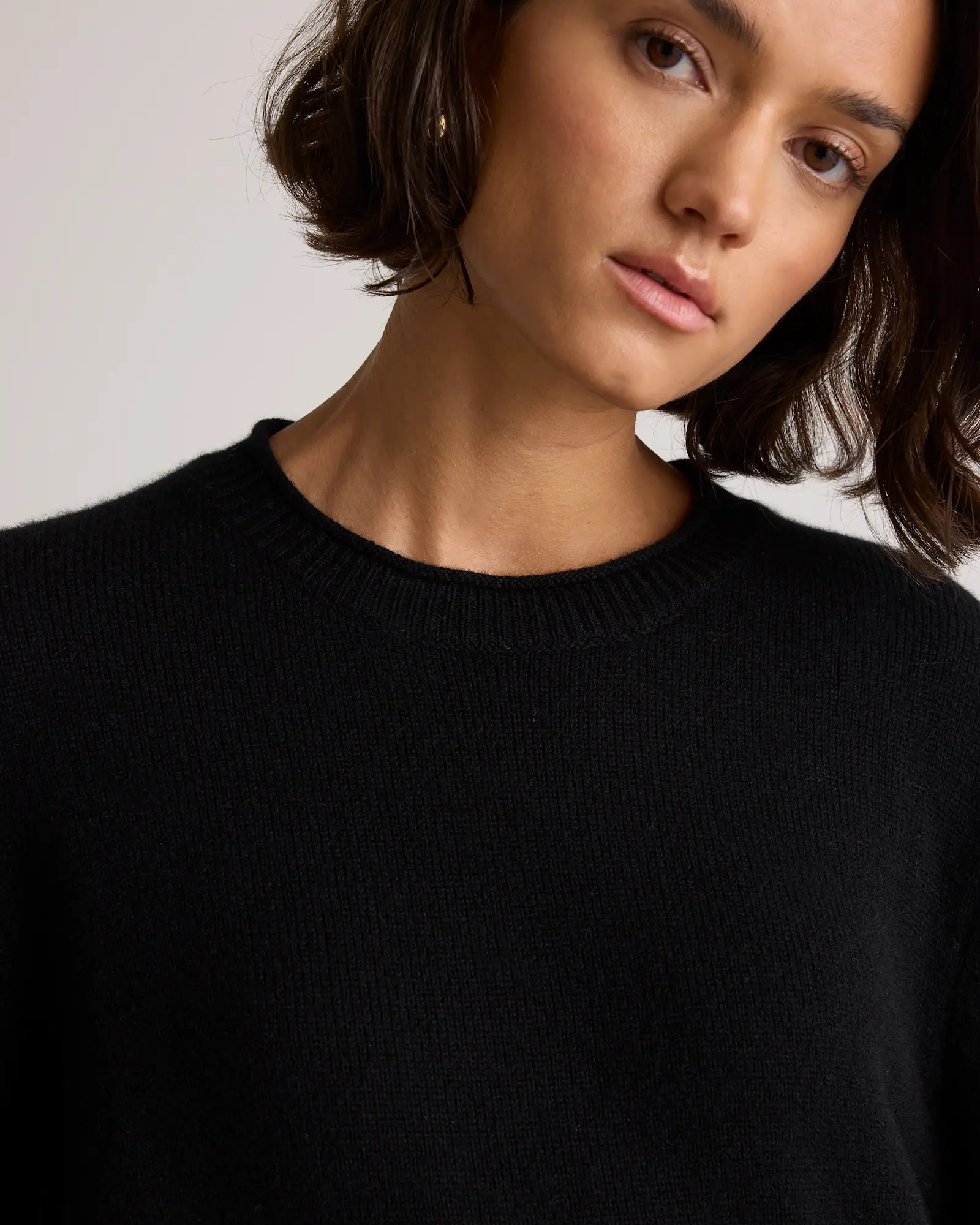 Mongolian Cashmere Boxy Crewneck Sweater in Black | Quince