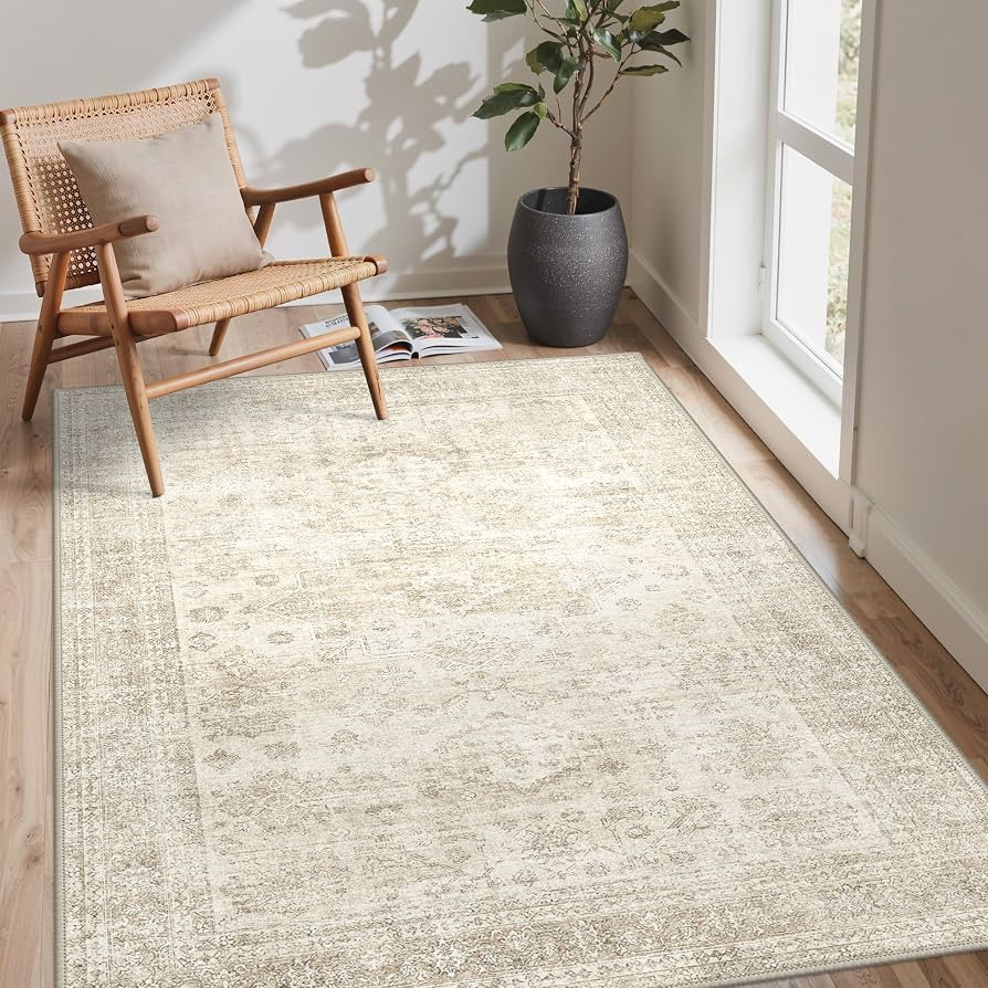 GENIMO 5x7 Area Rugs for Living Room, Beige Vintage Non Slip Washable Rugs | Amazon (US)