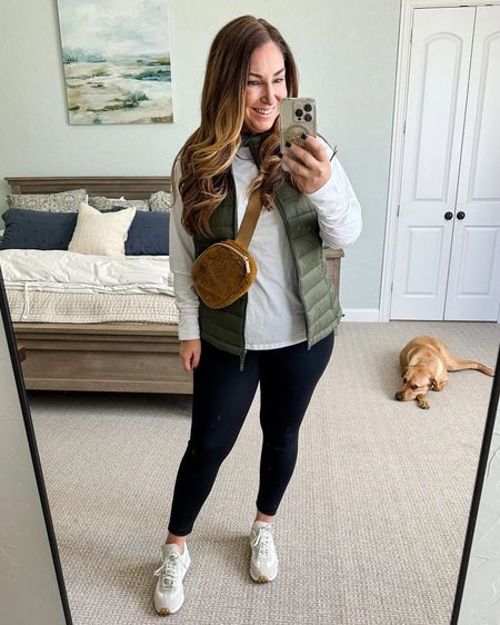 Out On The Town Casual Style 

Fit tips: Vest size up for zipping, L // Tee tts, L // Leggings tts, L  cut about 2” // Vejas size up 1/2 

#LTKstyletip #LTKfit #LTKshoecrush