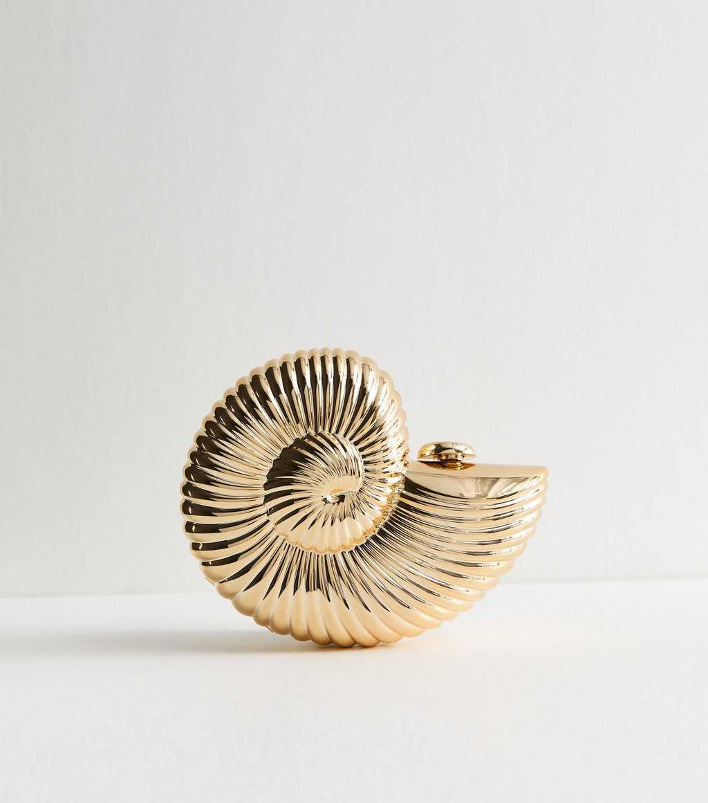 Gold Metallic Seashell Clutch Bag | New Look | New Look (UK)