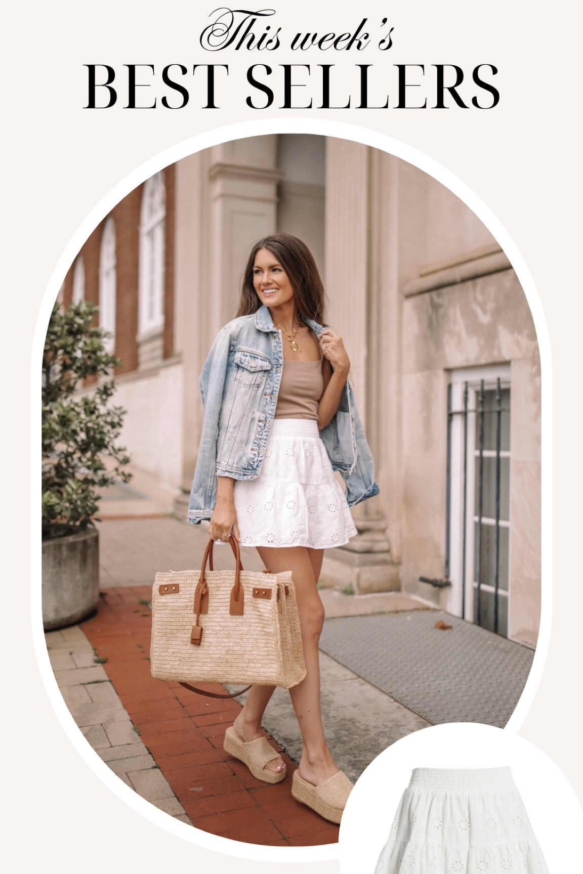 This skirt is a Loveshackfancy dupe and it’s  only $39!
Spring outfit, white skirt, denim jacket, miniskirt 

#LTKfindsunder100 #LTKSeasonal #LTKfindsunder50