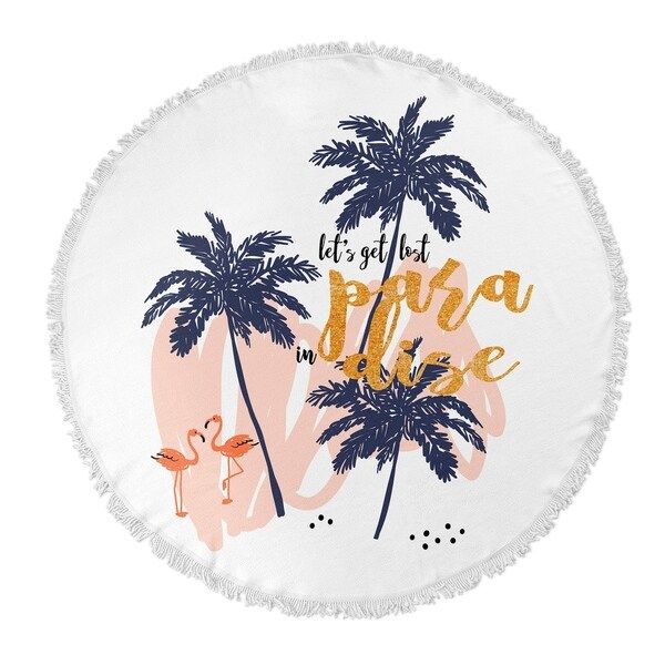 Kavka Designs Lost In Paradise Blue/ Pink/ Gold 60"X60" Round Beach Towel | Bed Bath & Beyond