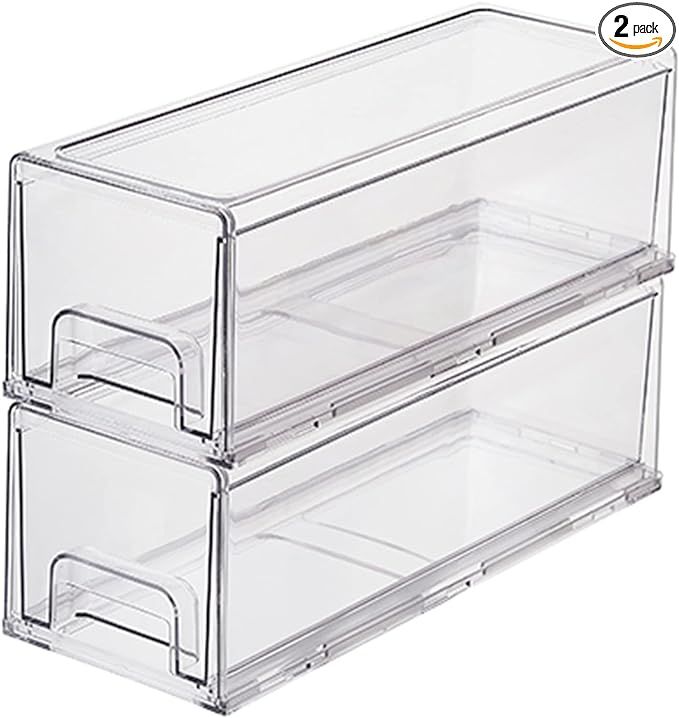 Yatmung Clear Drawers Pull Out Refrigerator Organizer Bins - Stackable Fridge Drawers - Food, Pan... | Amazon (US)