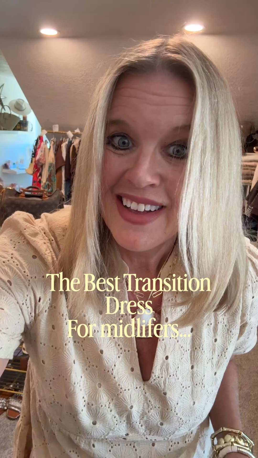 —3 WAYS TO STYLE—

The best tip any stylist could give you…
Is when your shopping and something catches your eye, make sure you can style it or wear it 3 ways.

This helps you get more use out of your closet, which also helps you  to create different outfit with items you already own.

How cute is this babydoll eyelet lace dress, with v neck and slightly puffed sleeve. An affordable find that can be styled so many ways. 

I created 3 easy to style with this great summer to fall transition dress. 

1. Coastal- shell necklace, raffia sandals with a straw bag
2. A little western with red cowboy boots, a scarf, Horsebit necklace, and a cowboy hat 
3. Work wear- styled with a blazer,cane and leather kitten heals and a cane clutch with tortoiseshell chain handle

#LTKgrwm #LTKOver40 #LTKSaleAlert