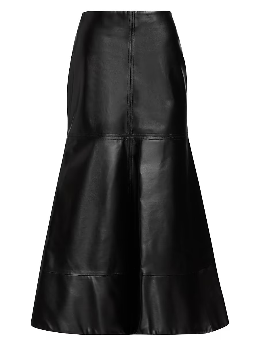 Women's Faux Leather Flared Midi-Skirt - Black - Size 6 | Saks Fifth Avenue