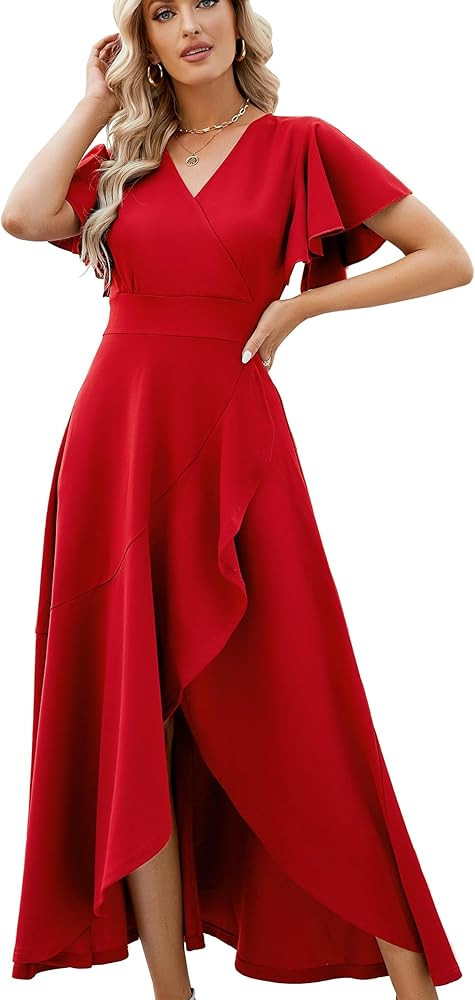 Long Black Formal Dresses for Women Gowns Evening Party Cocktail Dress,Split Elegant V Neck Wrap ... | Amazon (US)