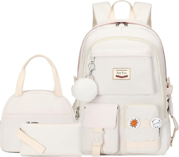 Hey Yoo School Backpack for Girls Backpack with Lunch Box Teen Girl Backpack Set Cute School Bag ... | Amazon (US)