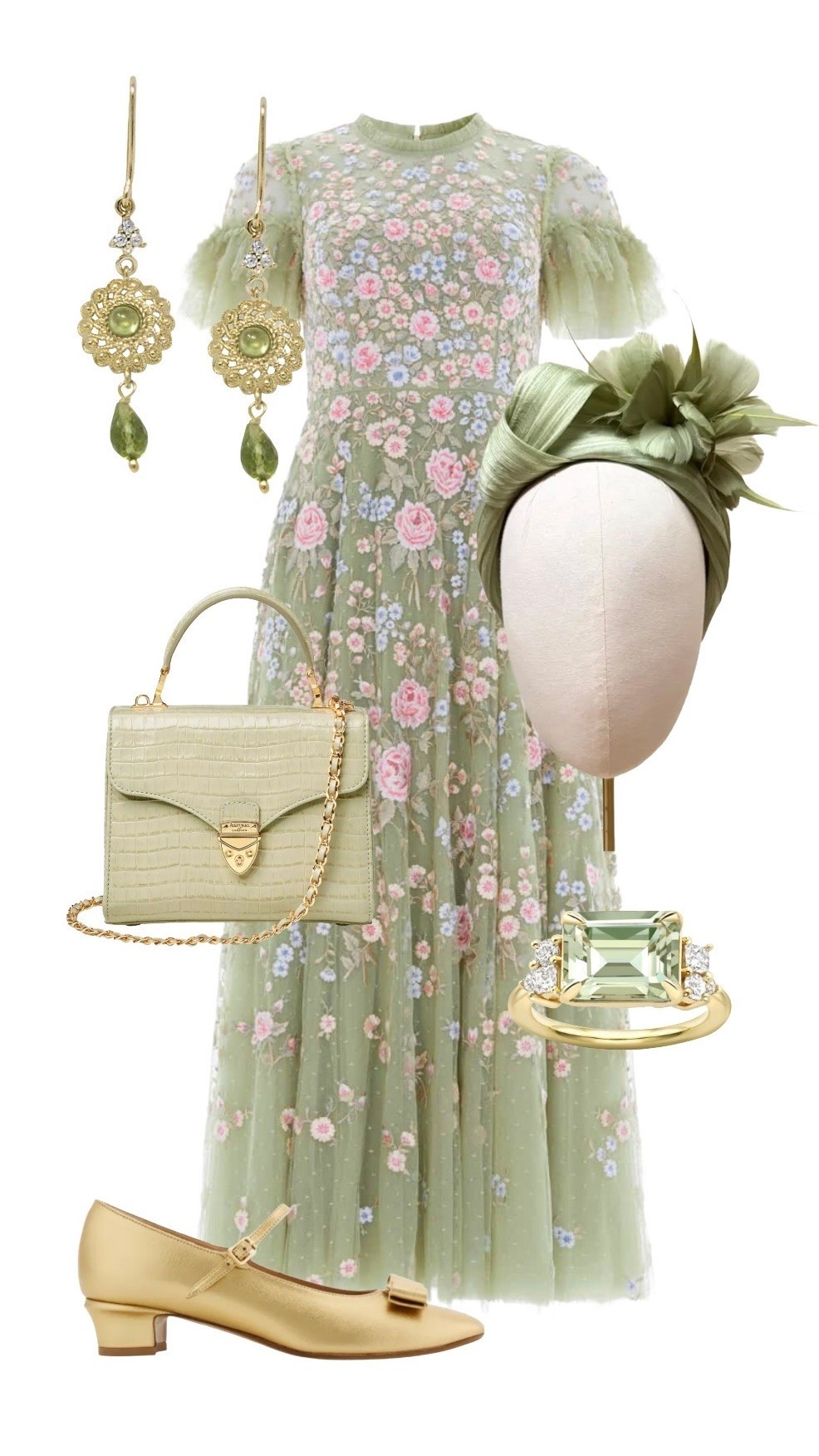 A stunning turn heads olive green event outfit featuring a dress from this season’s collection at Needle & Thread, this look is suitable for Royal Ascot racedays 🐎 opera festivals 🎶 or weddings 💒 

Antoinettes Green Floral Embroidered Short Sleeve Dress - Needle & Thread 

Gold Shoes - Ferragamo at Farfetch 

Green Cocktail Ring - Dinny Hall at Farfetch 

Green Mayfair Bag - Aspinal of London (sold out - see other suggestions)

Filigree Peridot Green & Gold Drop Earrings - Vintouch Italy at Wolf & Badger

Olive Satin Headband Crown Fascinator - Etsy

#LTKuk #LTKsummer #LTKwedding #LTKdresses #LTKluxury #LTKeurope