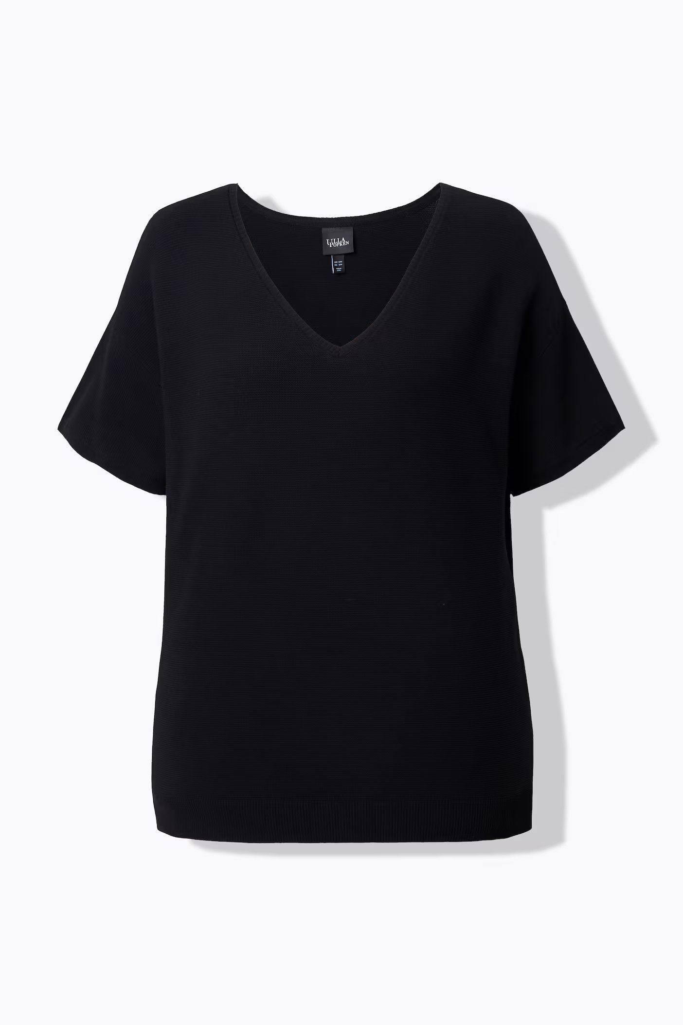 Ribbed Short Sleeve V-Neck Sweater | Ulla Popken - US