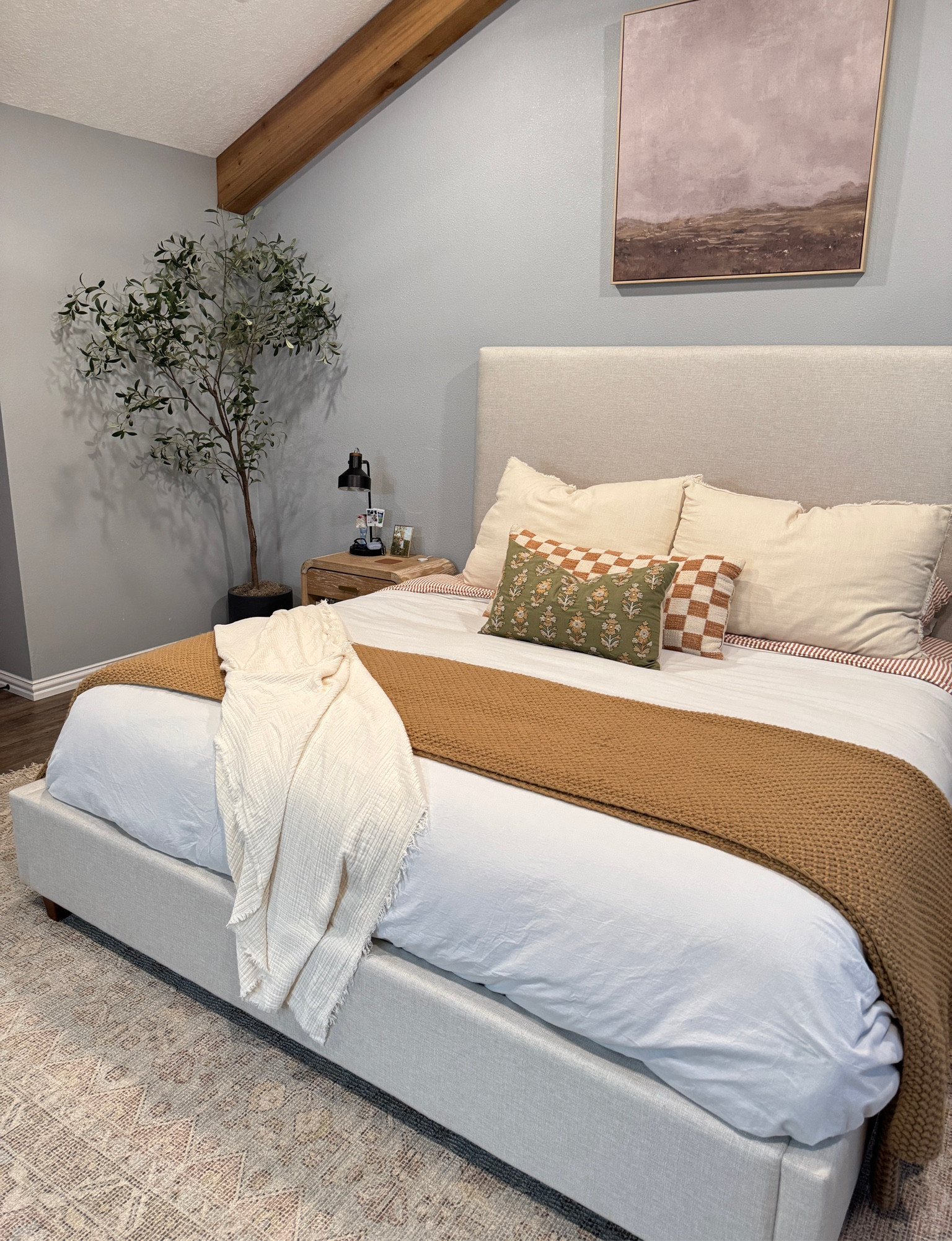 Our bedding is the perfect mix of warm and cozy, but RELAXING ☺️🧘 I love the coastal farmhouse vibes it gives! 

Our exact bed frame is sold out in the “Biscuit Beige” but still in stock in the grey! 

#LTKStyleTip #LTKU #LTKHome
