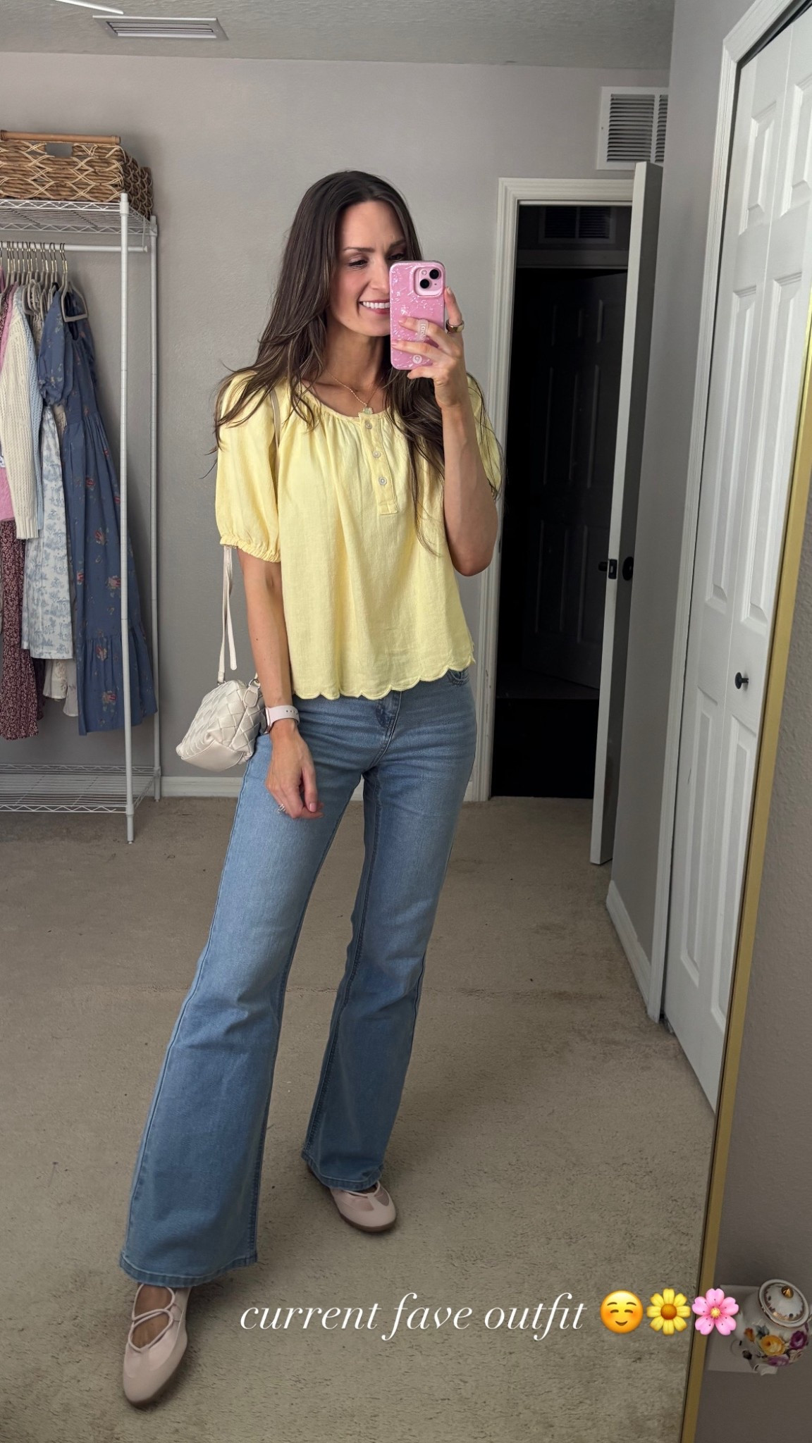 My new fave Walmart outfit! These jeans fit like your fave American eagle jeans from back in the day! Lol! And this scalloped top is extra cute!

**sizing:
•Butter yellow scalloped top:small, fits tts
•jeans:2, fit tts with a 32 inche inseam!
•Pink Mary Jane sneakers: 8.5, fit tts 

#LTKSeasonal #LTKTall #LTKootd