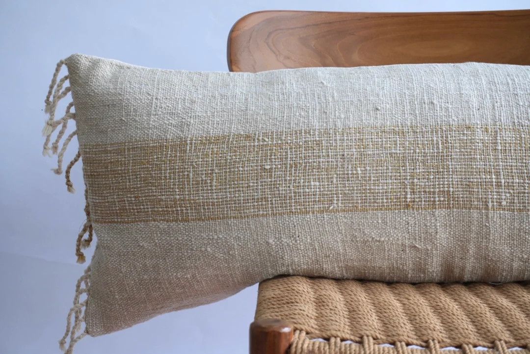 Handwoven Lumbar Pillow Cover: Vintage Karen Textile, Boho Farmhouse - Etsy | Etsy (US)