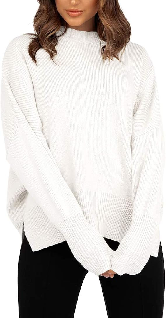 Imily Bela Womens Oversized Sweaters Fall Slouchy Long Sleeve Mock Neck Side Split Pullover Jumpe... | Amazon (US)