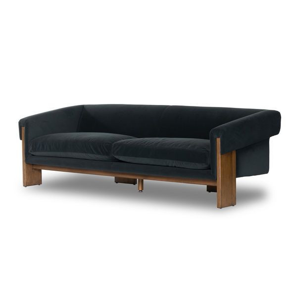 Cairo Modern Velvet Smoke Polyester Sofa | Scout & Nimble