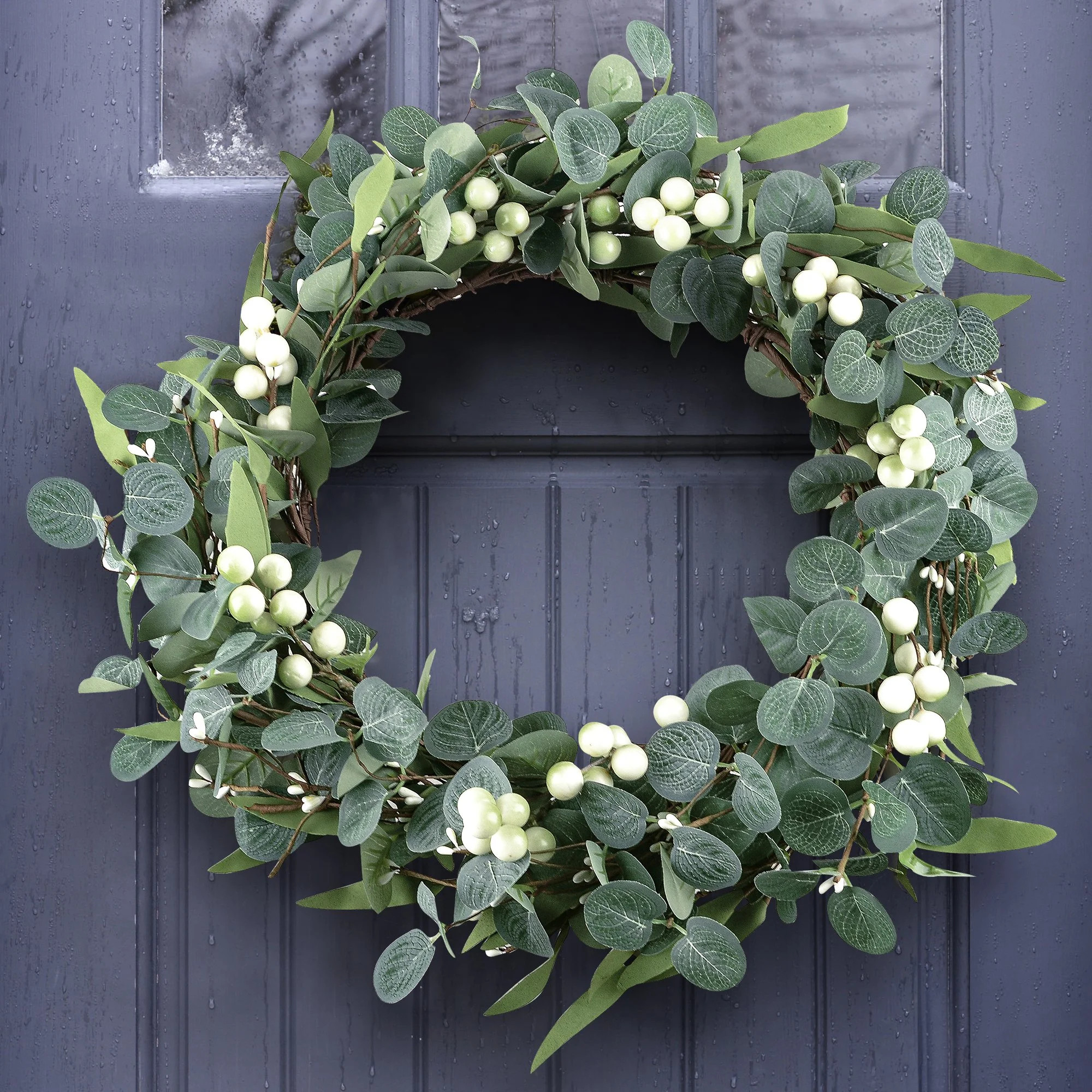 Eucalyptus Wreath Spring Summer Wreath for Front Door Green Leaves Wreath for Room Farmhouse Holi... | Walmart (US)