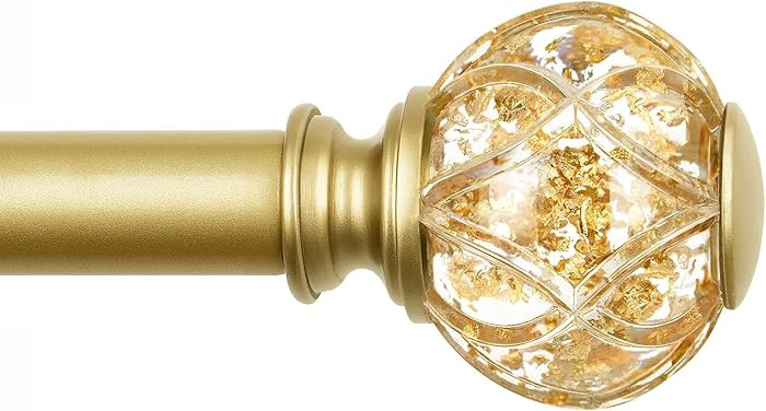 KAMANINA Gold Curtain Rod 32 to 58 Inch (2.6-4.8 ft), 7/8 Adjustable Single Curtain Rods for Wind... | Amazon (US)