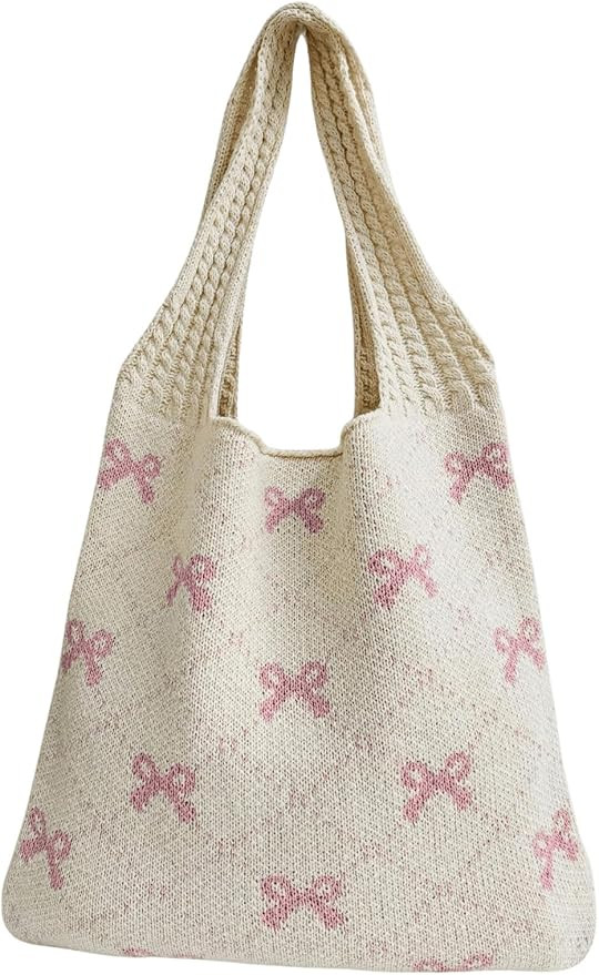 GORGLITTER Women's Bow Purse Crochet Tote Bag Knitted Double Handle No Closure Croquette Y2K Shou... | Amazon (US)