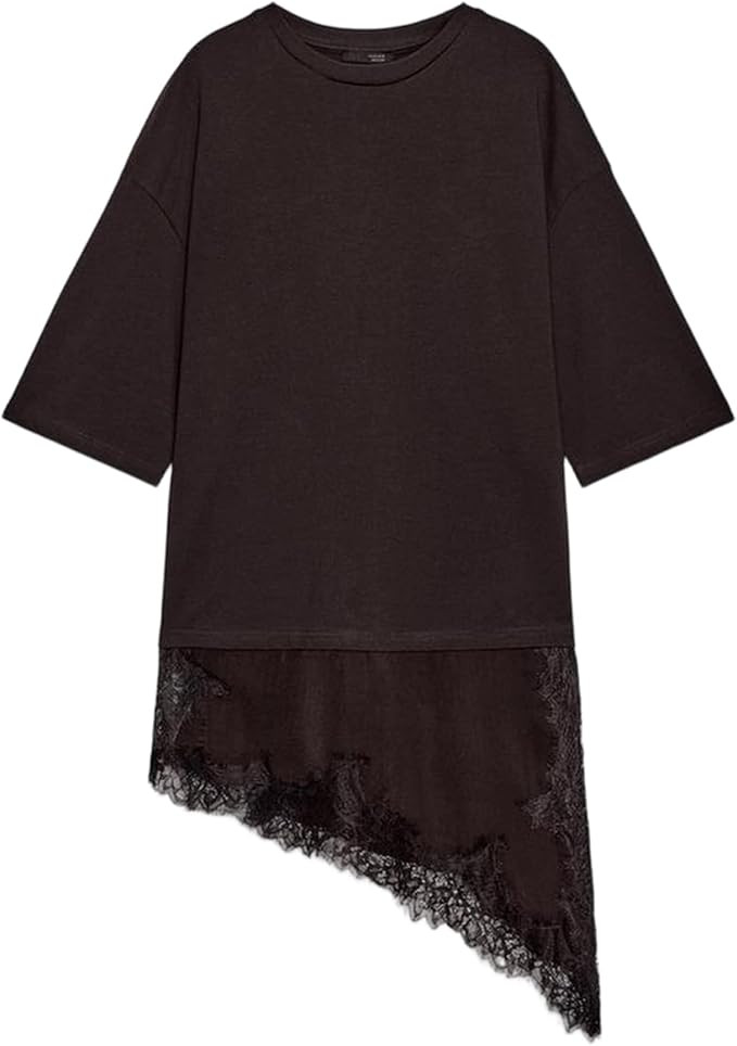 Colorful world Combination Lace T-Shirt for Women Oversized Tshirts Crewneck Short Sleeves Tees T... | Amazon (US)