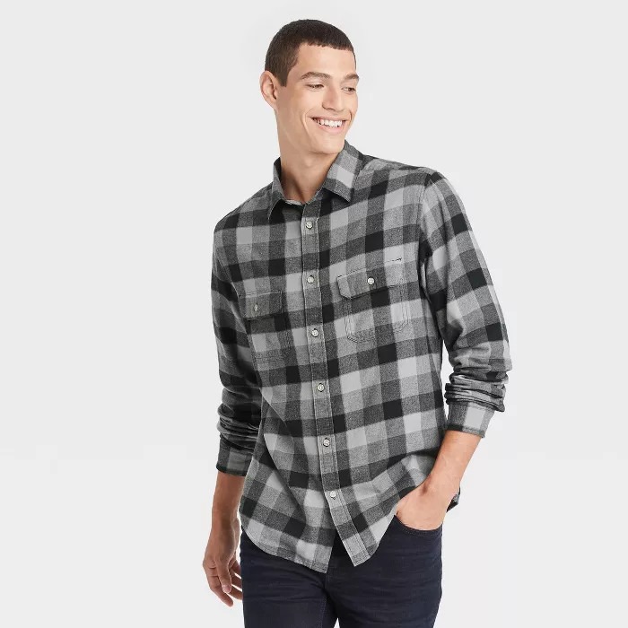 Men's Standard Fit Premium Flannel Long Sleeve Button-Down Shirt - Goodfellow & Co™ | Target