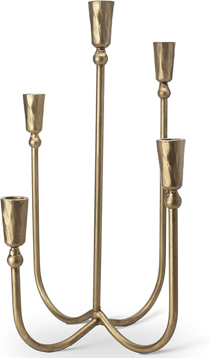 Large Iron Candelabra Centerpieces for Tables, 17.7'' Tall Taper Candle Holders, Vintage Brass Go... | Amazon (CA)
