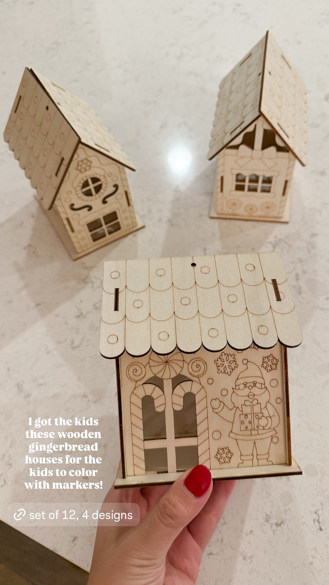 Set of 12, 4 designs! I got the kids these wooden gingerbread houses for the kids to color with markers!

#LTKKids #LTKHoliday #LTKHome