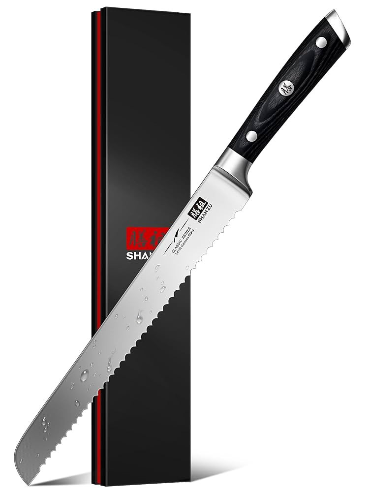 SHAN ZU 10" Bread Knife - Sourdough Slicing Knife Professional German 1.4116 Stainless Steel Serr... | Amazon (US)
