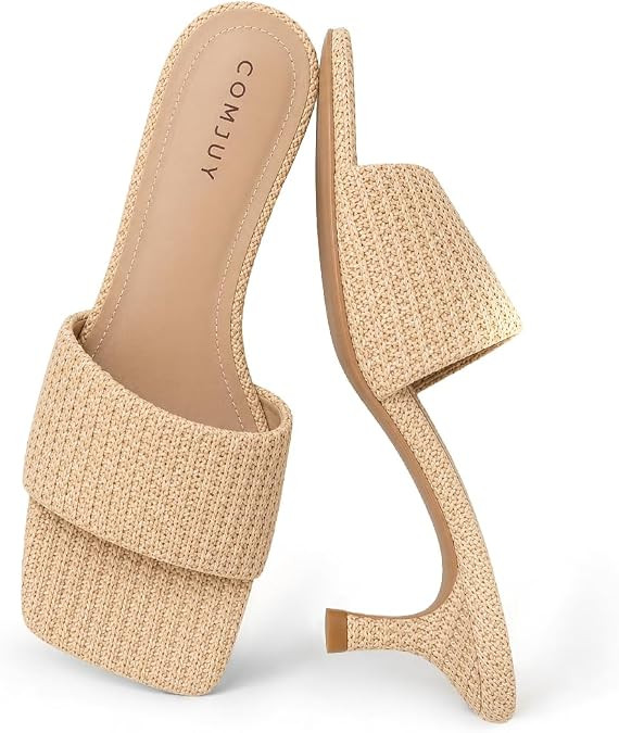 Womens Sandals Raffia Comfortable Kitten Heel Sandal | Amazon (US)