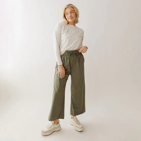 Audrey Wide Leg Pants, Olive | Albion Fit