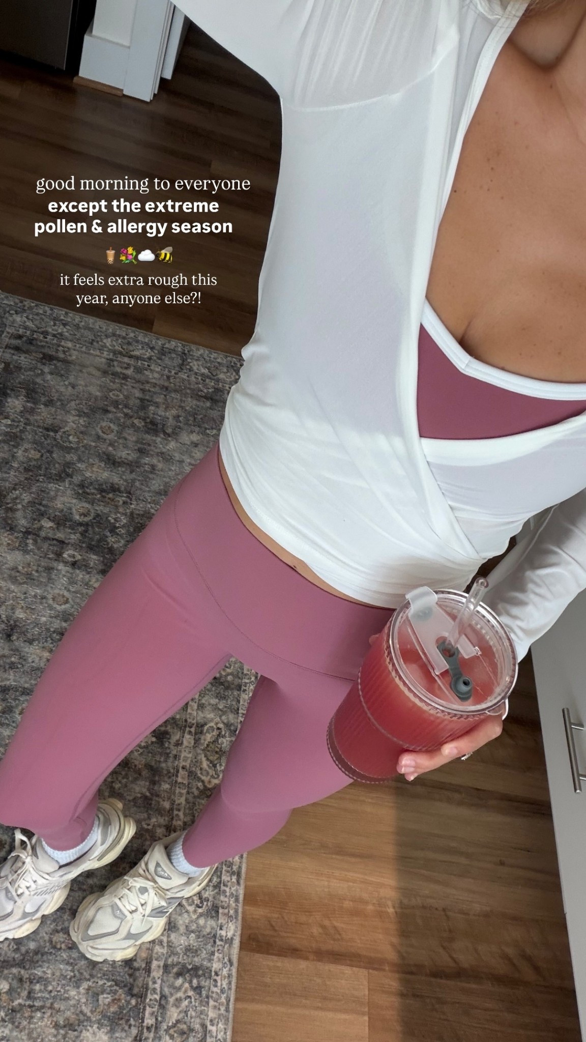 good morning to everyone  except the extreme pollen & allergy season  it feels extra rough this year, anyone else?! 🧋💐☁️🐝