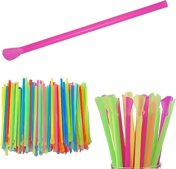 Concession Essentials 8'' Unwrapped Snow Cone Spoon Straw Assorted Bright Colors. Pack of 200ct. | Amazon (US)