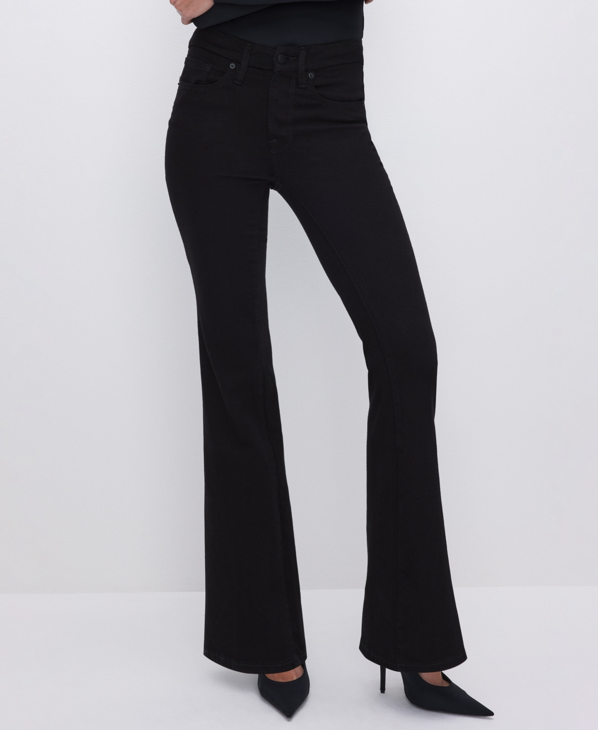 Good American Women's Never Fades Flared Jeans - Black | Macy's