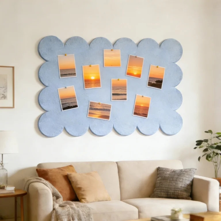 Fabric Bulletin Board Scalloped Edge Wall Panel Peel And Stick Photo Display Board No Nails Easy ... | Walmart (US)