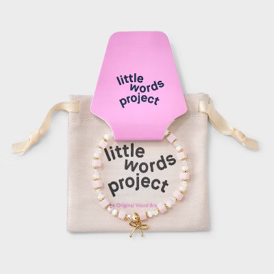 Little Words Project Bow Charm Beaded Bracelet - Pink/Clear/Gold | Target