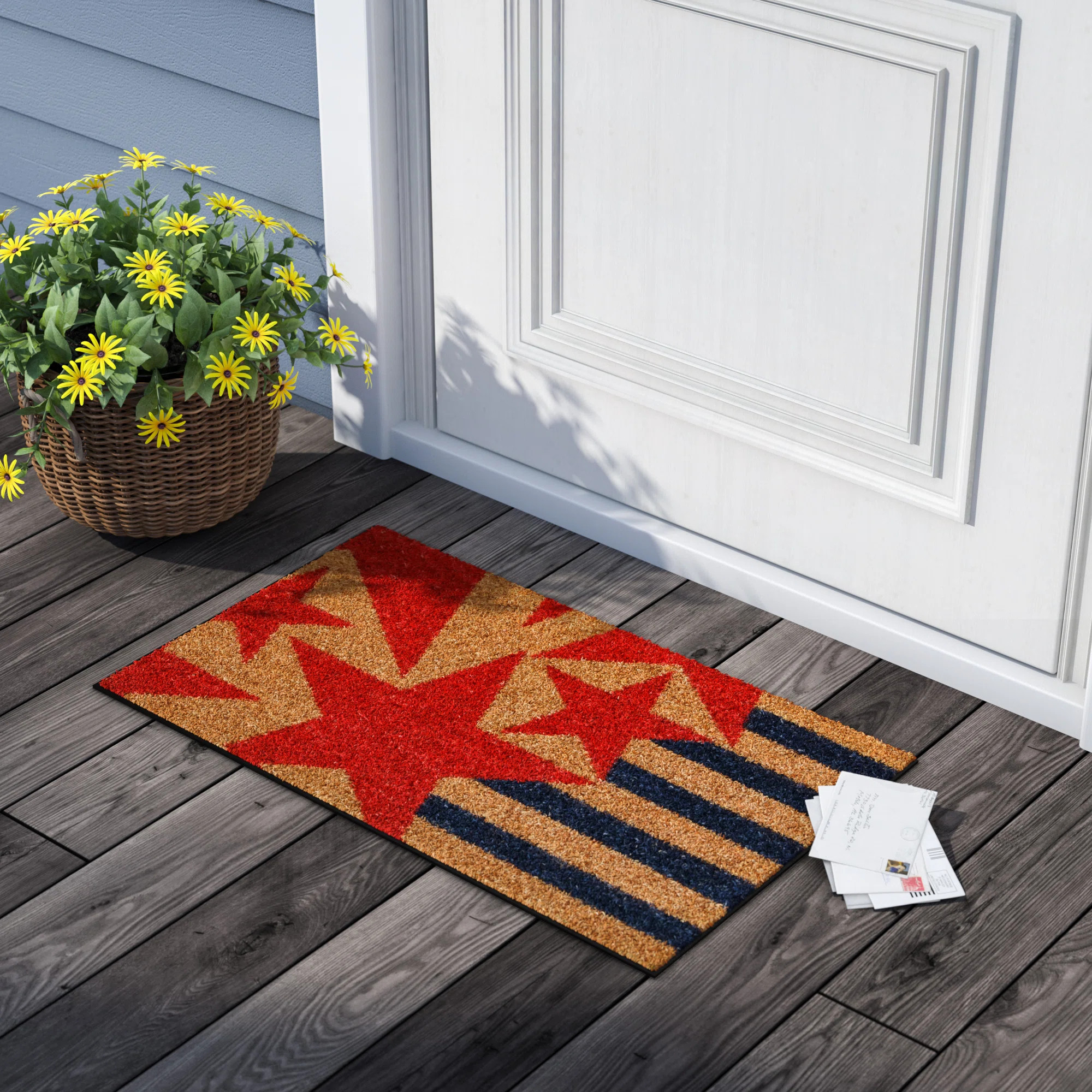 Red Barrel Studio\u00ae Maitz Stars and Stripes 29 in. x 17 in. Non-Slip Outdoor Door Mat & Revie... | Wayfair North America