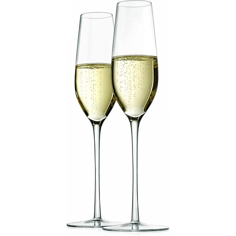 NutriChef 7oz Crystal Champagne Flutes, 2 Elegant Tall Long Stem Clear Stemmed Glass W/ Narrow Ri... | Walmart (US)