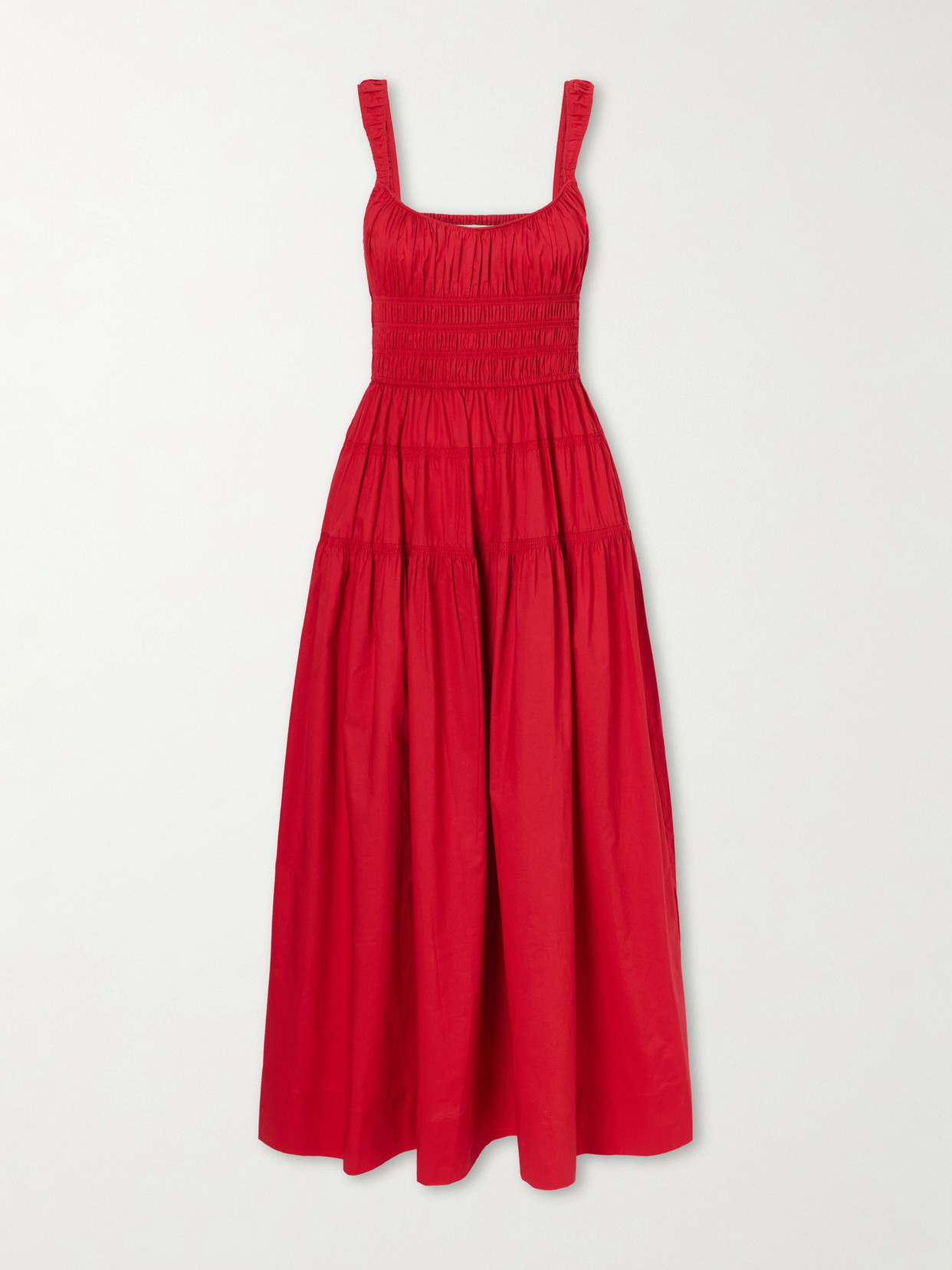 DÔEN - Clover Organic Cotton-poplin Midi Dress - Red | NET-A-PORTER (UK & EU)